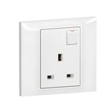 Socket 1 Gang 13A Switched 7X7 White, Legrand-Belanko S