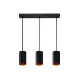 CHLOE GU10 x3 IP20 pendant lamp black golden rectangular base