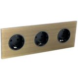 Art d'Arnould univers Epure triple standard schuko horizontal power socket 2P+E 16A 250V - bronze