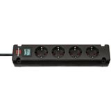 Bremounta Extension Socket 4-way black 1.5m H05VV-F 3G1.5