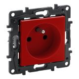 2P+E FRENCH SOCKET WITH SHUTTERS, SCREW TERMINALS, RED