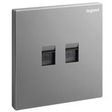 Galion - 1 gang double RJ 45 category 6 UTP socket outlet - dark silver