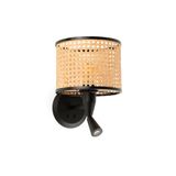 MAMBO BLACK READER WALL LAMP RATTAN LAMPSHADE ø210