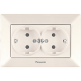 Arkedia Beige Two Gang Earthed Socket