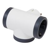 MOP PRE SCH 2P+E 16A 3 LATERAL OUTLETS WHITE/GREY