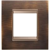 LUX INTERNATIONAL PLATE - IN METAL - 2 MODULES - ANTIQUE BRASS LAVY - INNER FRAME MATT DARK BRONZE - CHORUSMART