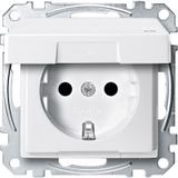 SCHUKO socket with hinged lid, IP44, touch protection, screw lift terminals, polar white, M-SMART