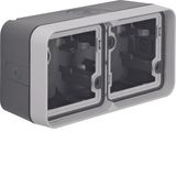 Surface-mounted lower casing 2gang hor., w. frame, 4 cable entries W.1