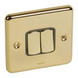 Synergy Authentic 2 Gang 2 Way 10AX Single Pole Plate Switch Gold