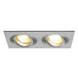 NEW TRIA II GU10 downlight, max. 2x50W, rectangular, br. Alu