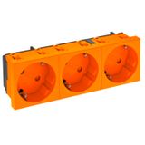 STD-D3 ROR3 Socket 33°, triple protective contact 250V, 10/16A