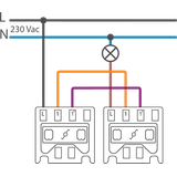 Base for a two-way switch, 10 AX/250 Vac, plug-in terminals, screw fix