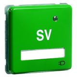 SCHUKO socket outlet, green SV labeling field, hinged cover, LED