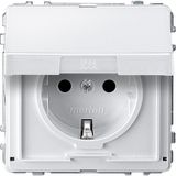 SCHUKO socket with hinged lid, BRS, plug-in terminals, polar white, AQUADESIGN