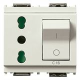 2P+E 16A P17/11 outlet+C16 CB white