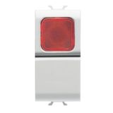 PUSH-BUTTON 1P 250V ac - NO 16A -  RED DIFFUSER - 1 MODULE - SATIN WHITE - CHORUSMART