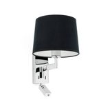 ARTIS CHROME WALL LAMP WITH READER BLACK LAMPSHADE