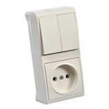 Vera Beige Two Gang Switch + Socket Vertical