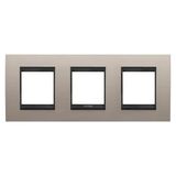 LUX INTERNATIONAL PLATE - IN METAL - 2+2+2 MODULES HORIZONTAL - BRUSHED ALUMINIUM LAVY - INNER FRAME MATT BLACK - CHORUSMART