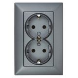 Compact socket outlet, anthracite, screw clamps