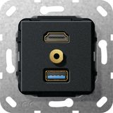 HDMI USB 3.0 A m-jack break.cab. Insert black m