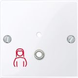 Central plate pull button, active white glossy, system M