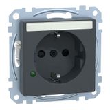 SCHUKO socket with surge protection and labeling field, contact protection, plug-in terminals, anthracite, System M