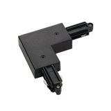 Corner connector for HV-track, black, ground outside