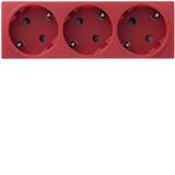 Systo Triple socket Schuko Red