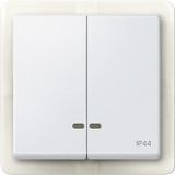 Double rocker with control window IP44, polar white, system M