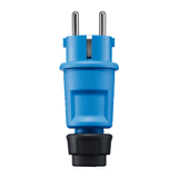 SCHUKO plug, blue, Elamid high performance plastic, 2 earthing systems, IP44