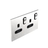 Art d'Arnould - 2 gang BS socket outlet 13 A-250V single pole switched Epure - Brushed Steel