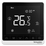 SpaceLogic thermostat, fan coil on/off, networking, touchscreen, 4P, ECM fan 0-10V, modbus, external sensor, 240V, white