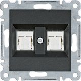 Dual RJ45 socket - black