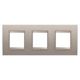 LUX INTERNATIONAL PLATE - IN METAL - 2+2+2 MODULES HORIZONTAL - BRUSHED ALUMINIUM - INNER FRAME MATT LIGHT BRONZE - CHORUSMART