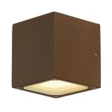 SITRA CUBE wall lamp, GX53, max. 2x9W, aluminium, rusty