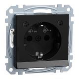 SCHUKO socket with light outlet, LED lighting module, touch protection, plug-in terminals, matt black, System M