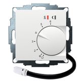 UP controller 5-30C with limiter function. 10-40C, RAL9016 matt 55x55, AC 230V, 16 A 1 NO contact, PWM / 2 point control, switch, TA, display, sensor