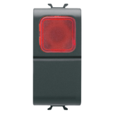 PUSH-BUTTON 1P 250V ac - NO 16A -  RED DIFFUSER - 1 MODULE - SATIN BLACK - CHORUSMART