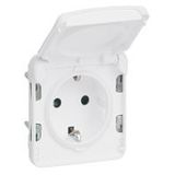 Socket outlet Plexo IP 55 antibacterial - German std - 2P+E-modular-Artic white