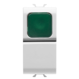 PUSH-BUTTON 1P 250V ac - NO 16A -  GREEN DIFFUSER - 1 MODULE - GLOSSY WHITE - CHORUSMART