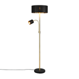 Motel floor lamp with reading light E27+E14 matt brass