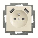 20 MUCB2USB-96-507 Socket Earthing pin with USB AA chalet white - Basic55