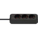 Eco-Line extension socket 3-way black 1,5m H05VV-F 3G1,5