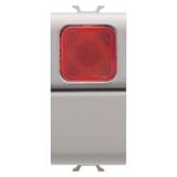 PUSH-BUTTON 1P 250V ac - NO 16A -  RED DIFFUSER - 1 MODULE - NATURAL SATIN BEIGE - CHORUSMART