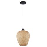 Natural Bamboo  Black PVC Wire & Base  LED E27 1x12 Watt 230 Volt  IP20 Bulb Excluded   D: 23 H1: 25 H2: 120 cm Adjustable height