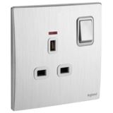 281118BA Mallia Senses 1 gang BS switched socket outlet double pole - with LED - 13A