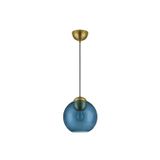 Brass Gold Metal  & Dark Blue Glass  LED E27 1x12 Watt 230 Volt  IP20 Bulb Excluded  D: 24 H1: 24.8 H2: 183.8 cm Adjustable height