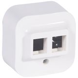 RJ 45 keystone double connector adaptor Forix - white