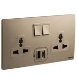 2G MULTISTANDARD SWITCHED SOCKET + USB TYPE A+C 3A DARK BRONZE